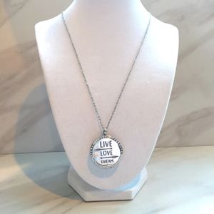 Quote Live Laugh Love Pendant // Silver Necklace